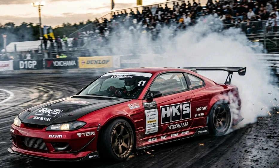 Modified Japanese drift car drifting on a race track - Drift Ready Collection